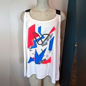 Livi Active White active Racerback tank With Color Block Graphic Size 22/24